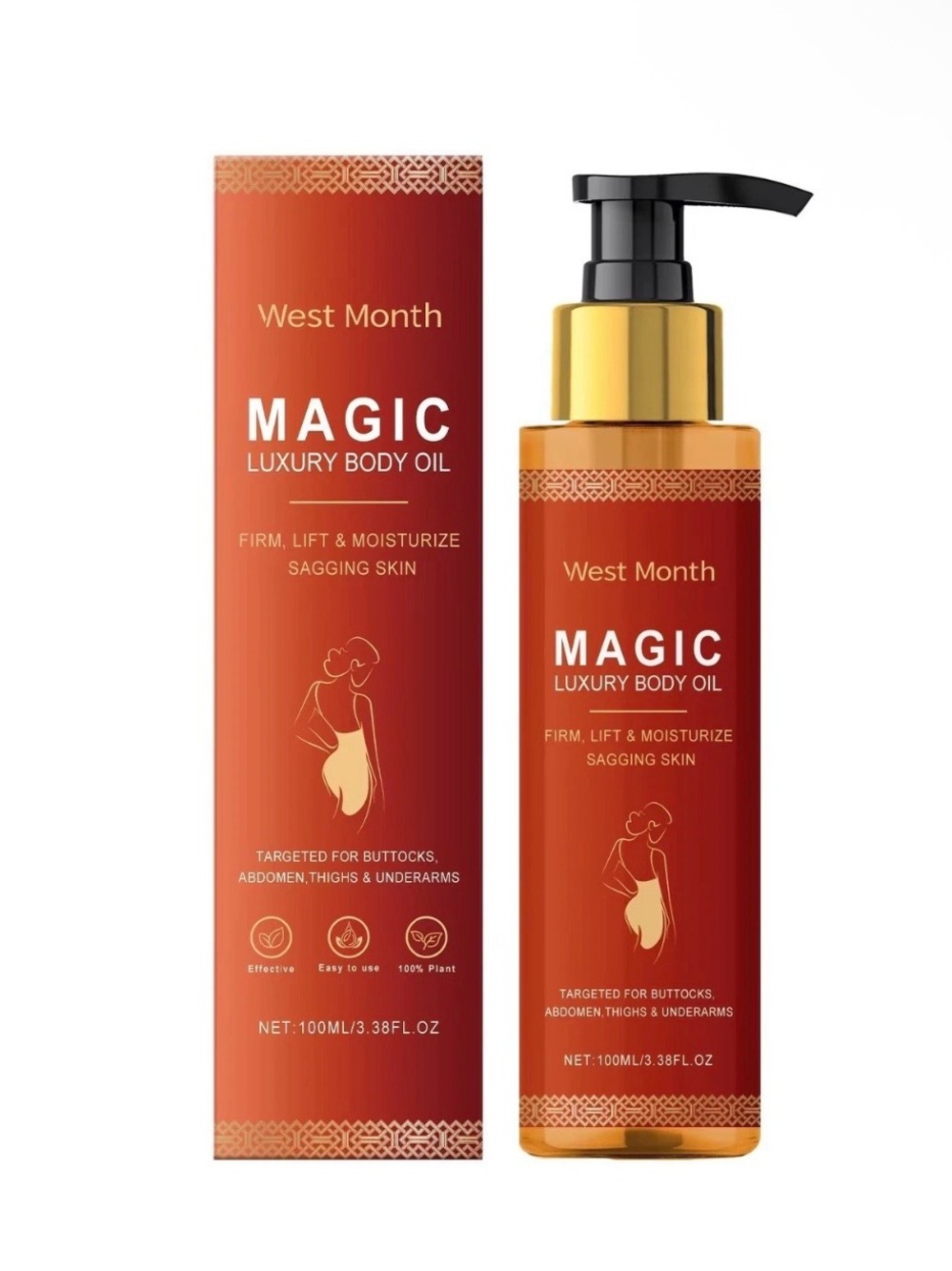 Set Of 2 Magic Luxury Body Oil Firming Tightening Hydrating Loose Skin Bottle